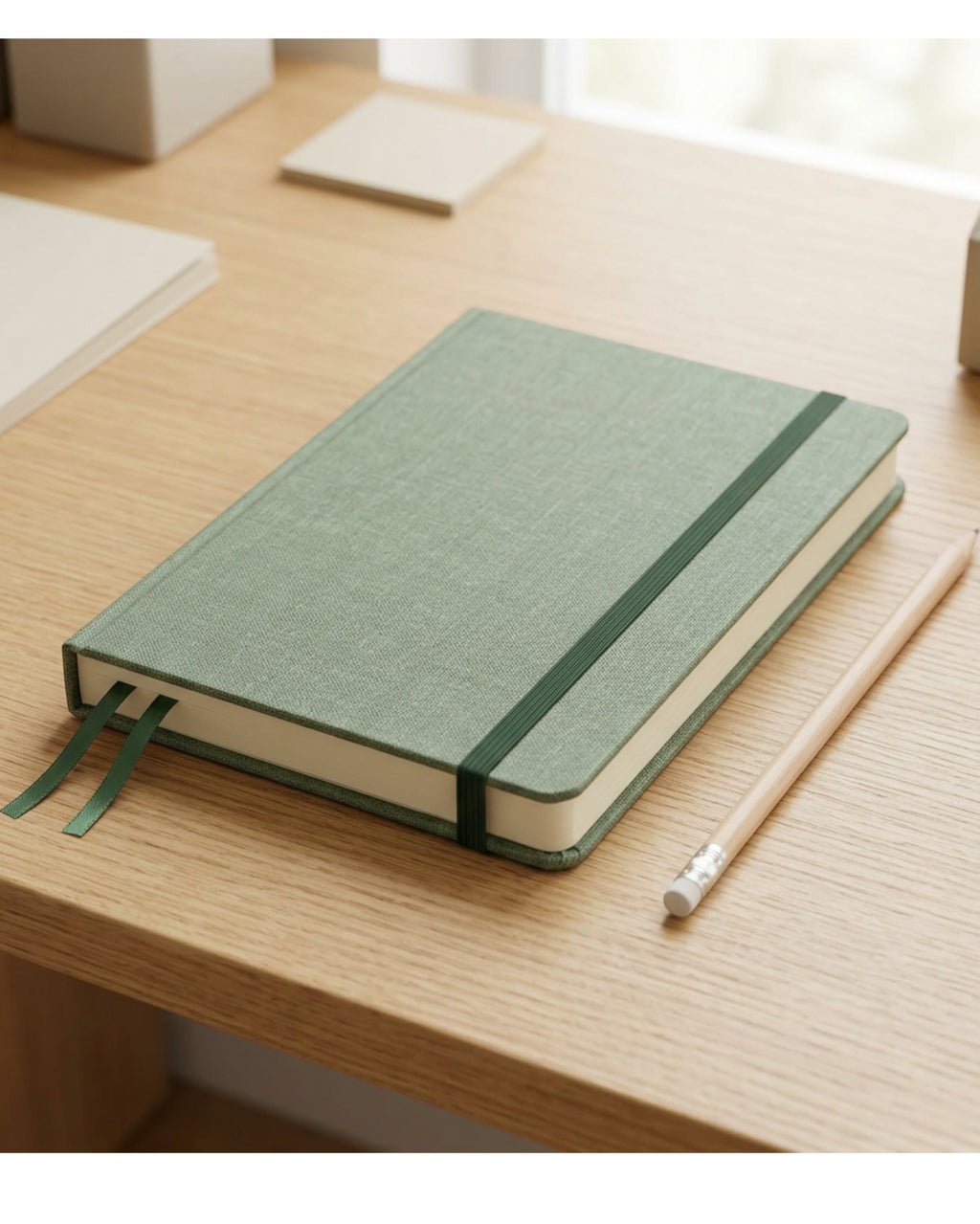 Zxkvp A5 Linen Dot Grid Journal Sage - Lifestyle view