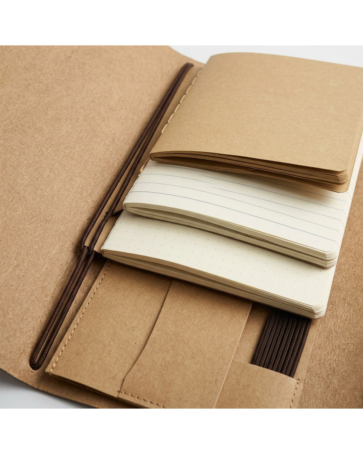 Zxkvp Refillable Travel Journal Three Inserts Brown - Detail view